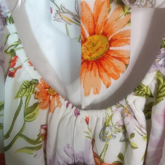 Lulus White Floral Print Tie Back Romper Medium - Picture 11 of 16